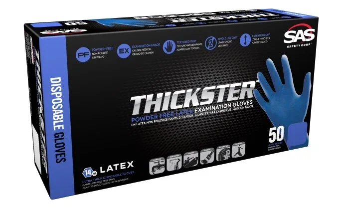 Image of Thickster 14 Mil Textured Powder Free Disposable Latex Gloves - (Case 500 Pieces) or (Box 50 Pieces)