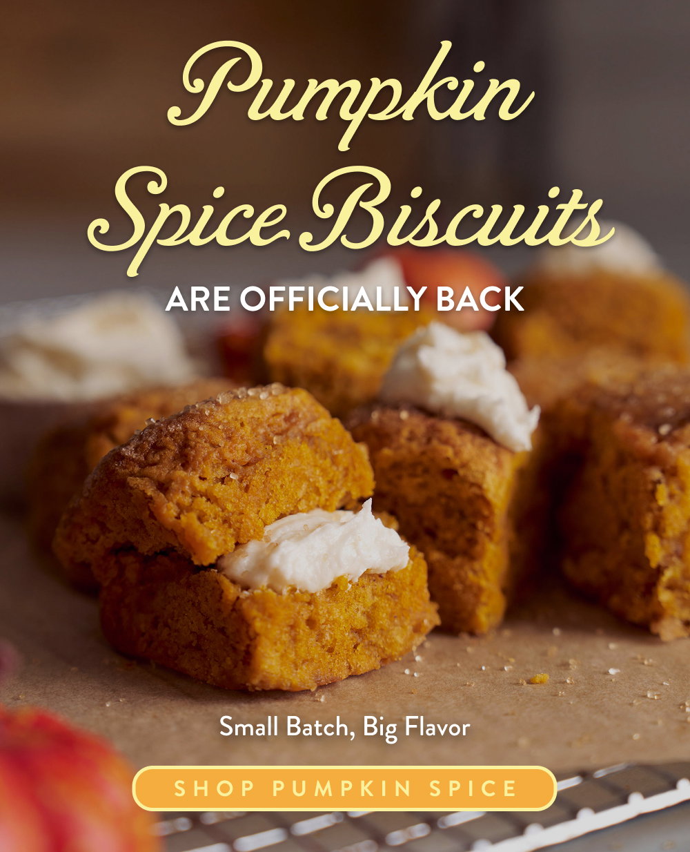 Pumpkin Spice Biscuits Are Officially Back. Small Batch, Big Flavor