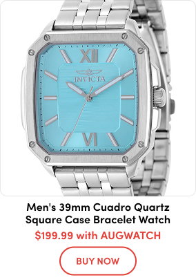 INV-50357  INVICTA Men's 39mm Cuadro Quartz Square Case Bracelet Watch  $63.99 with AUGWATCH
