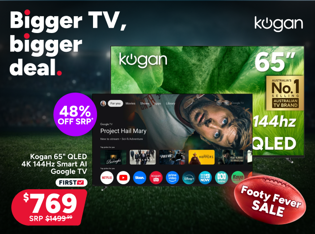 Kogan 65" QLED 4K 144Hz Smart AI Google TV