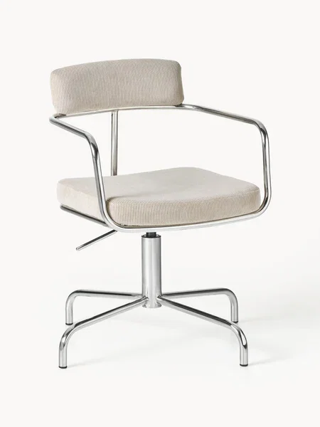 Silla de oficina giratoria de pana con reposabrazos regulable en altura Delta
