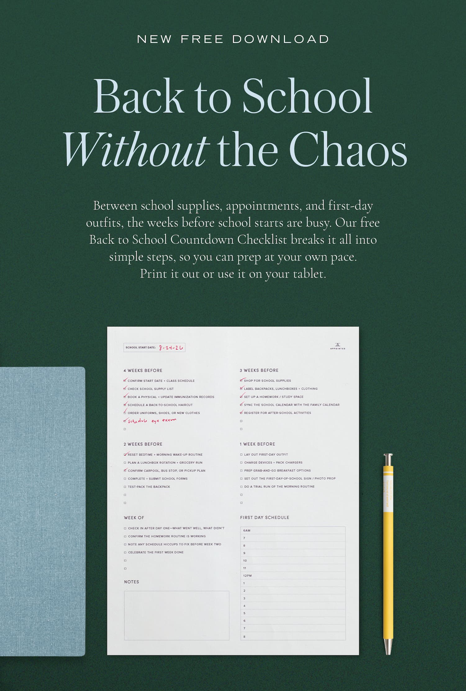 New free download: Back To School Countdown Checklist