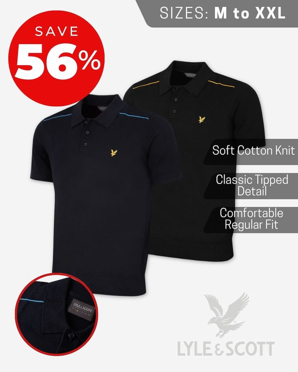 Lyle & Scott Mens 2026 Tipped Cotton Knitted Breathable Golf Polo Shirt