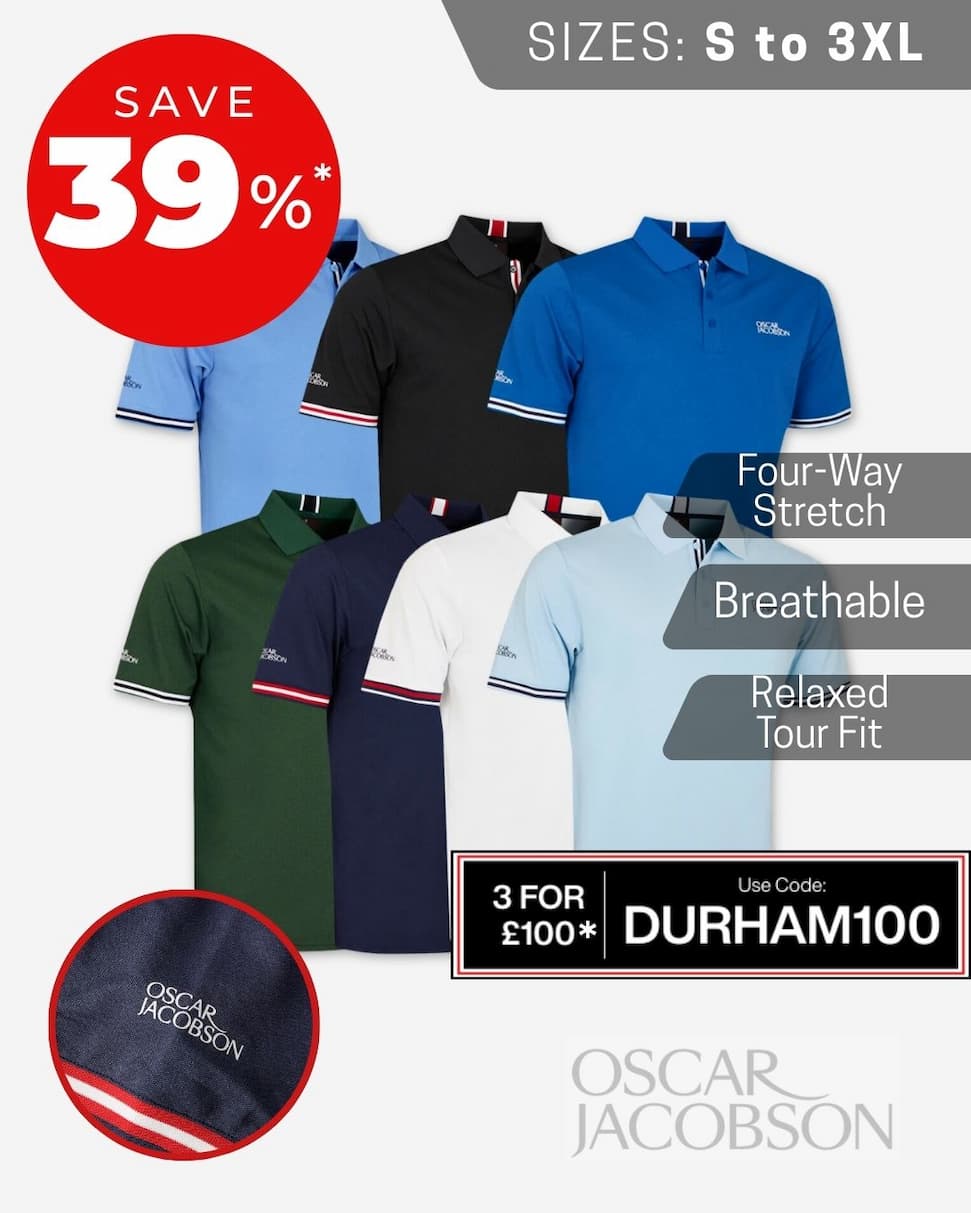 Oscar Jacobson Mens 2026 Durham Tour 4 Way Stretch Golf Polo Shirt