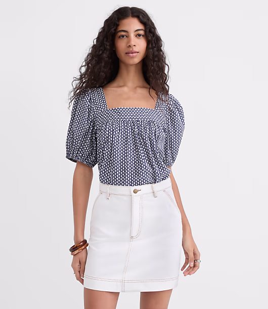 Clover Square Neck Puff Sleeve Top