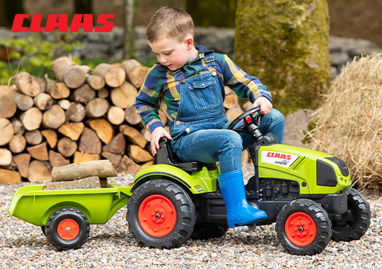 Falk CLAAS Tractor Push-Along Ride On with Trailer