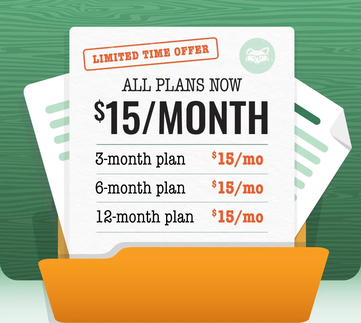 All plans now $15/mo