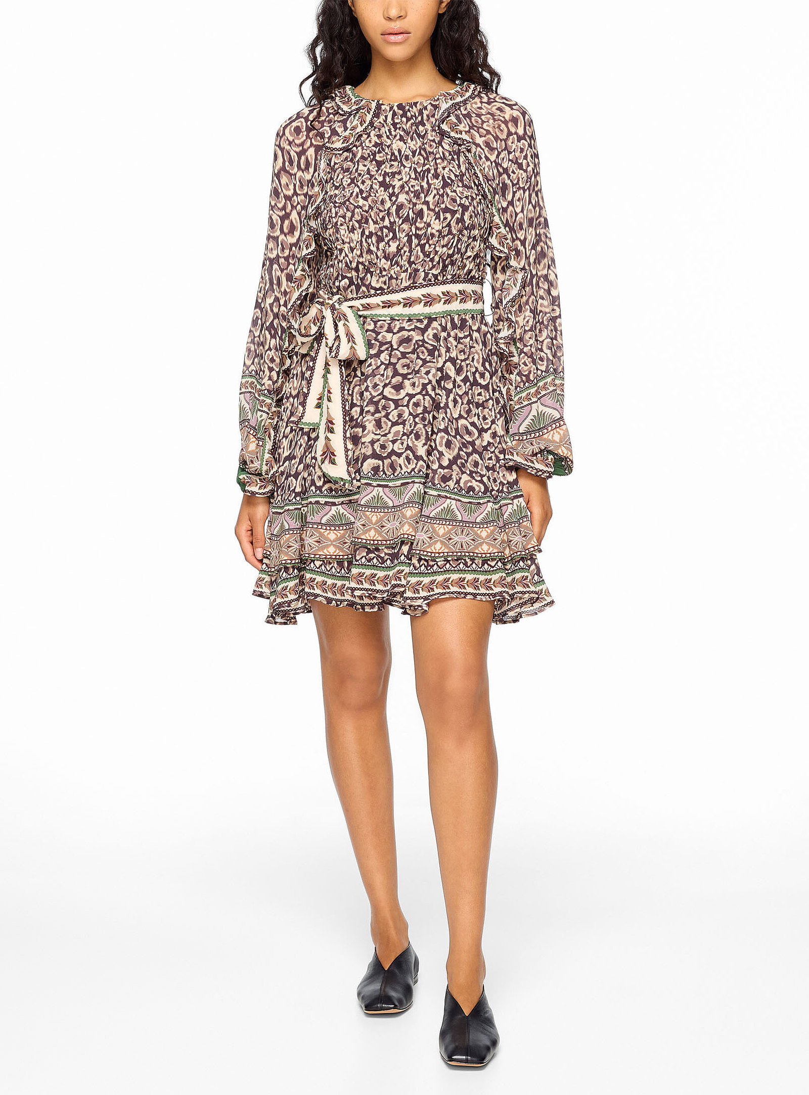 Primitive flowy leopard-print dress