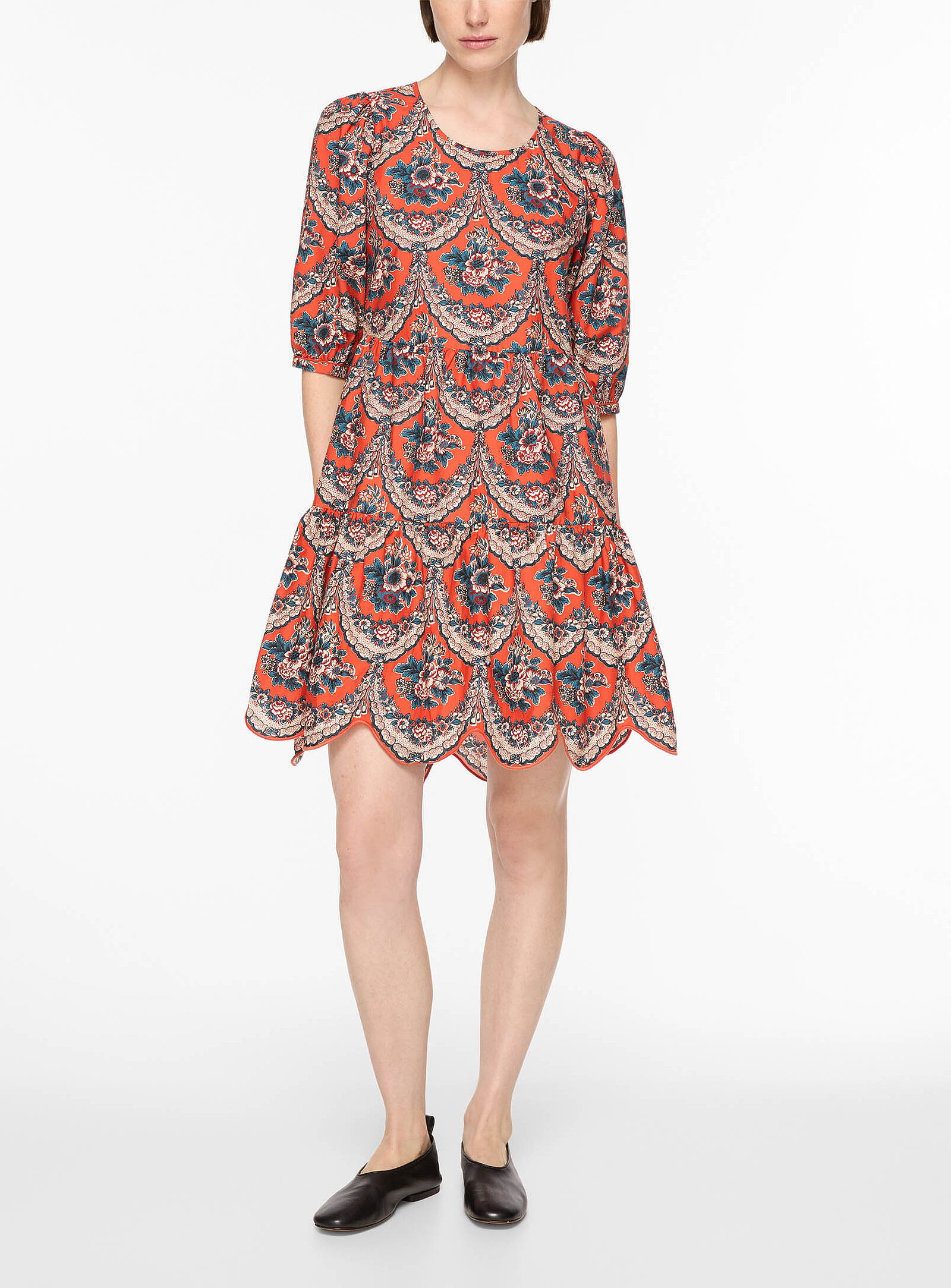 Victorian flowers tiered short dress