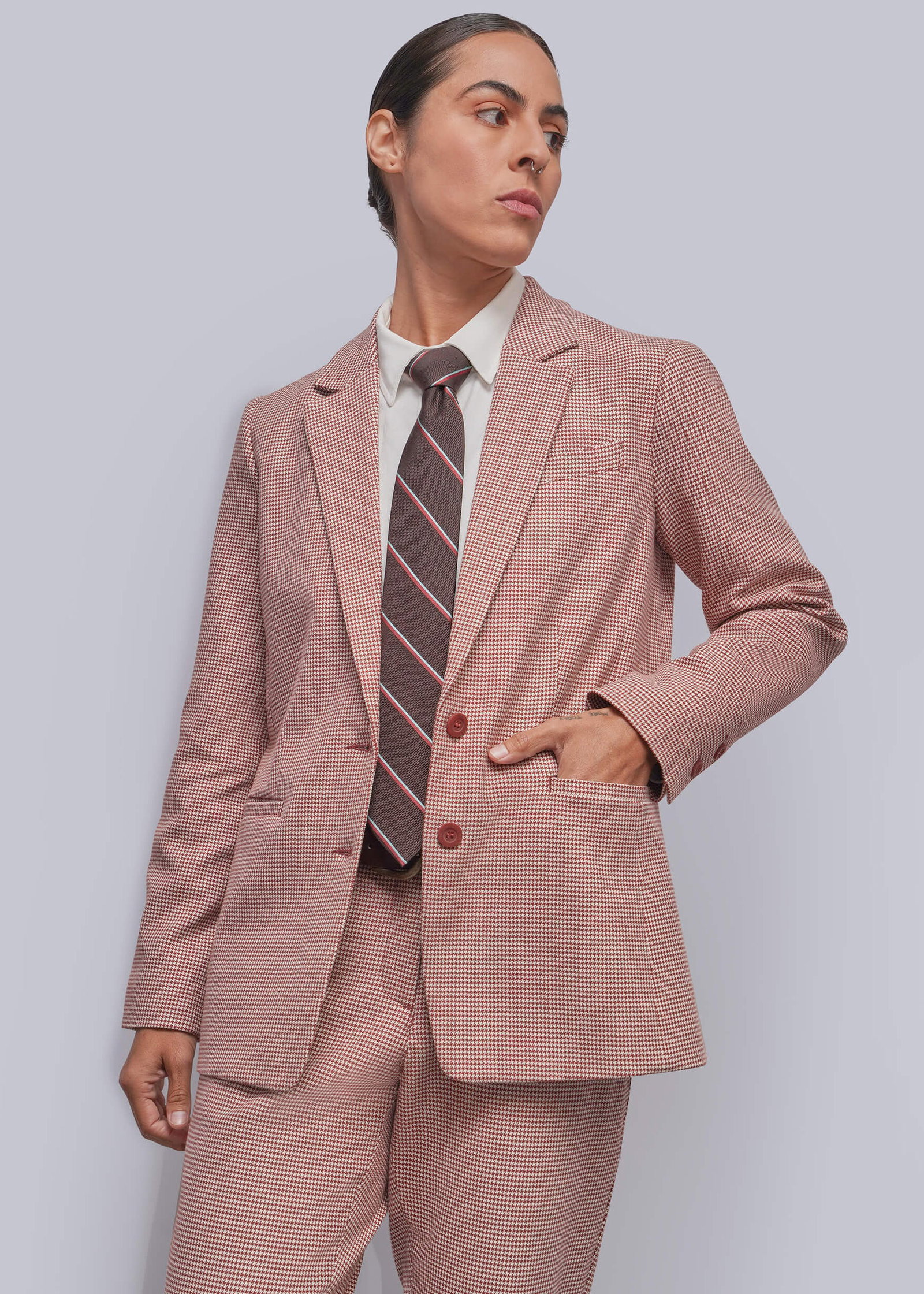 Image of The Empower Houndstooth Notch Lapel Blazer