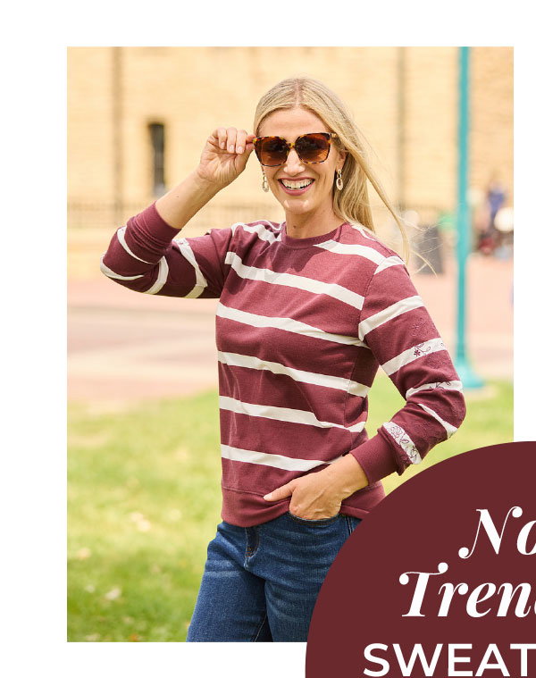 Embroidered Sleeve Stripe Sweatshirt