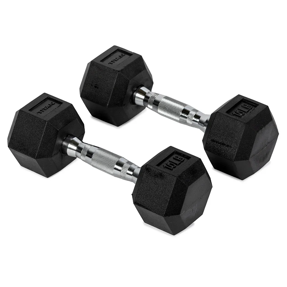Image of Scratch and Dent, 10 LB Rubber Hex Dumbbells