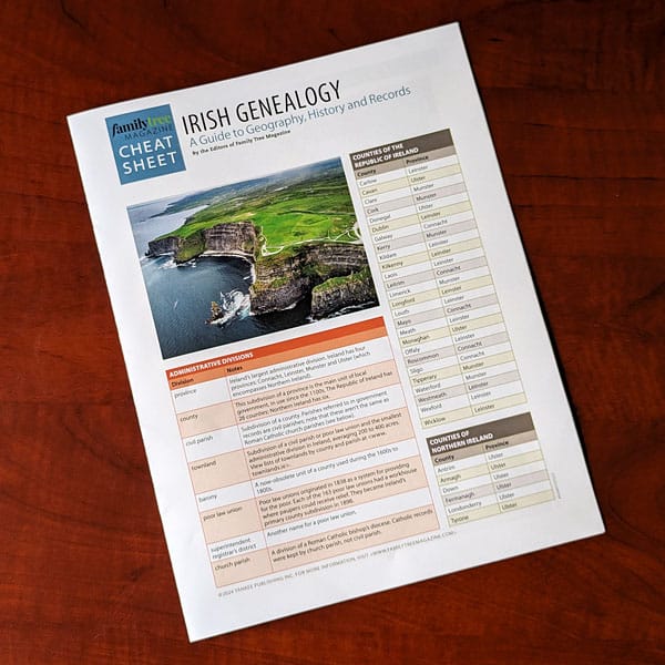 Irish Genealogy Cheat Sheet - Print Edition