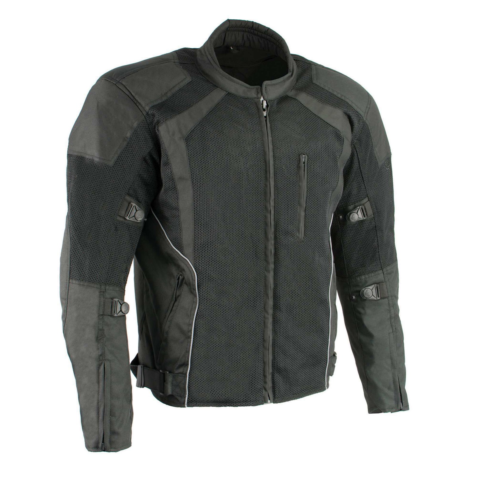 Image of Milwaukee Leather MPM1793 Black Armored Mesh Motorcycle Jacket for Men - All Season Biker Jacket