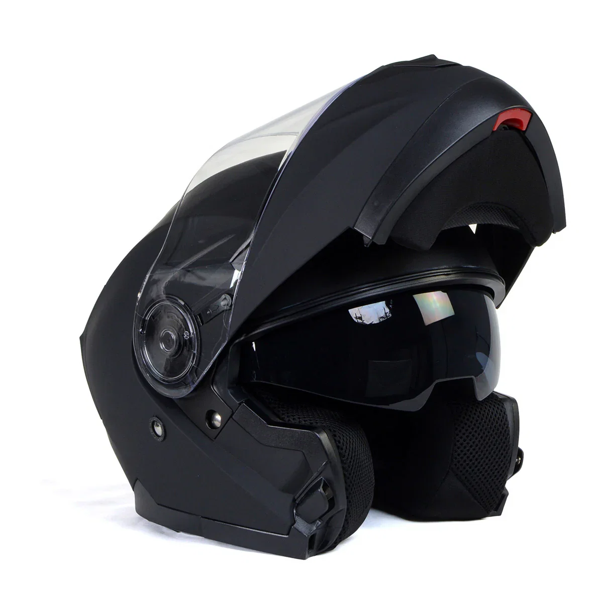 Image of Milwaukee Helmets Breeze Flat Black Advanced Motorcycle Modular Helmet w/ Drop Down Visor DOT Approved MPH9814DOT