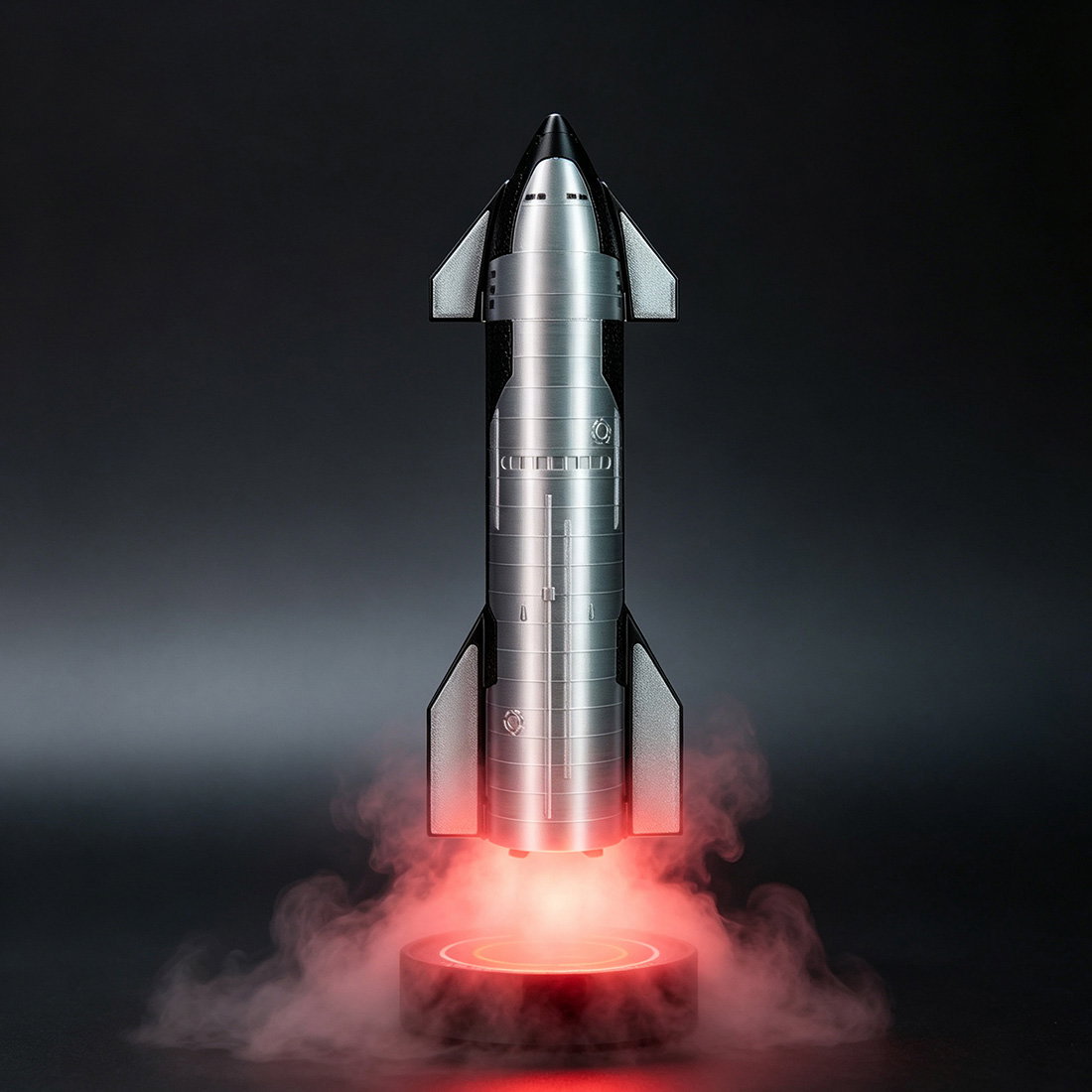 Spacecraft Desktop Humidifier, USB Rechargeable Mist Diffuser with Red LED Light for Gaming Desk & Home Decor