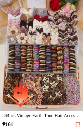 844pcs Vintage Earth-Tone Hair...
