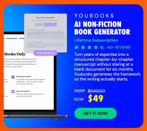 Youbooks - AI Non-Fiction Book Generator: Lifetime Subscription