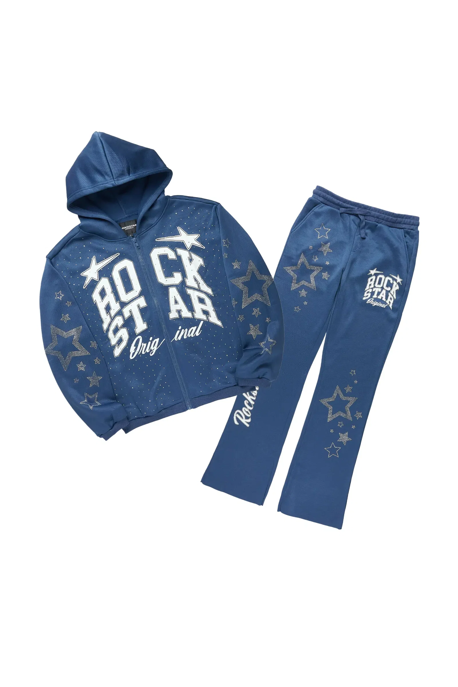 Image of Boys Flaveyo Blue/White Rhinestone Stacked Track Set