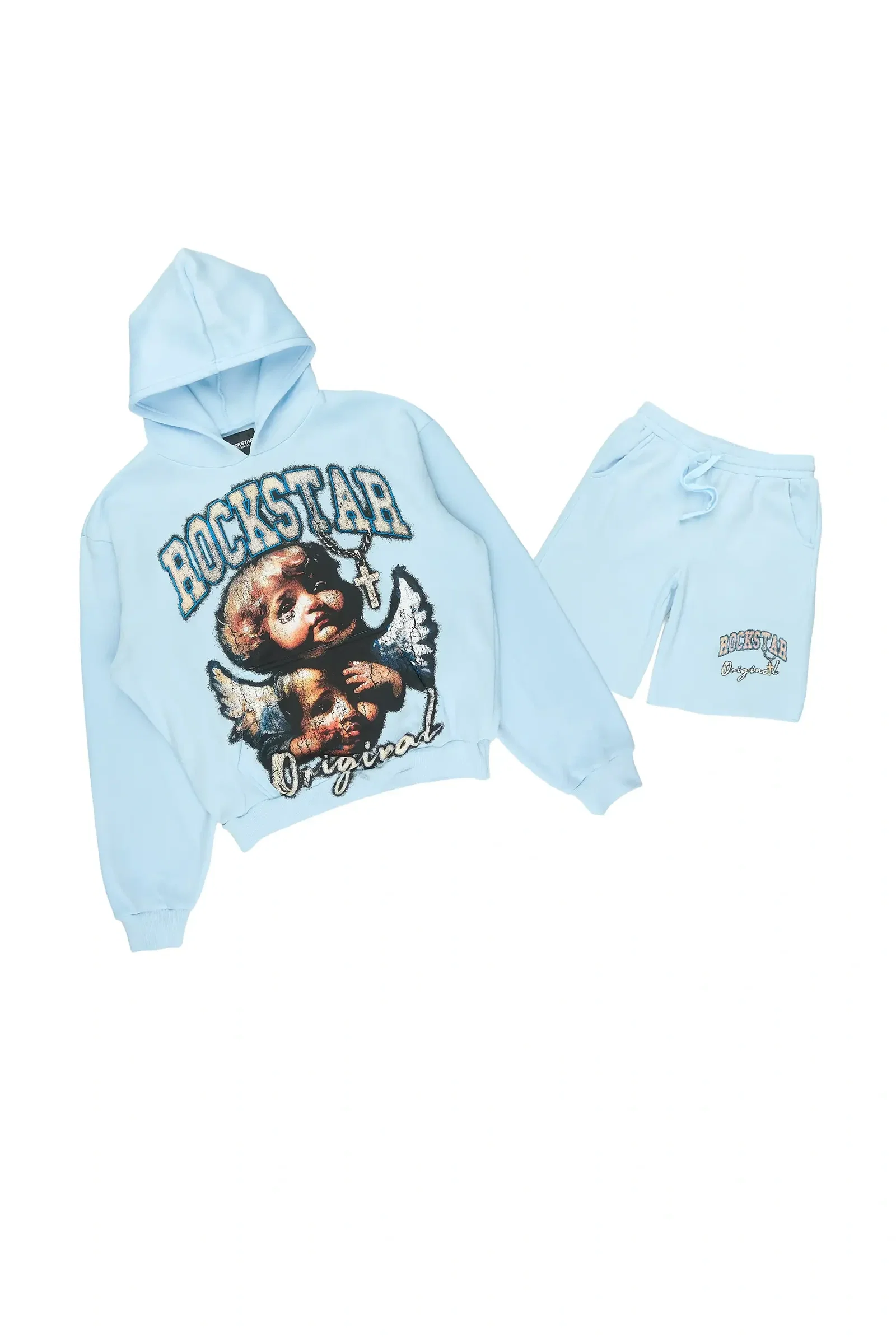 Image of Boys Deiter Baby Blue Hoodie Short Set