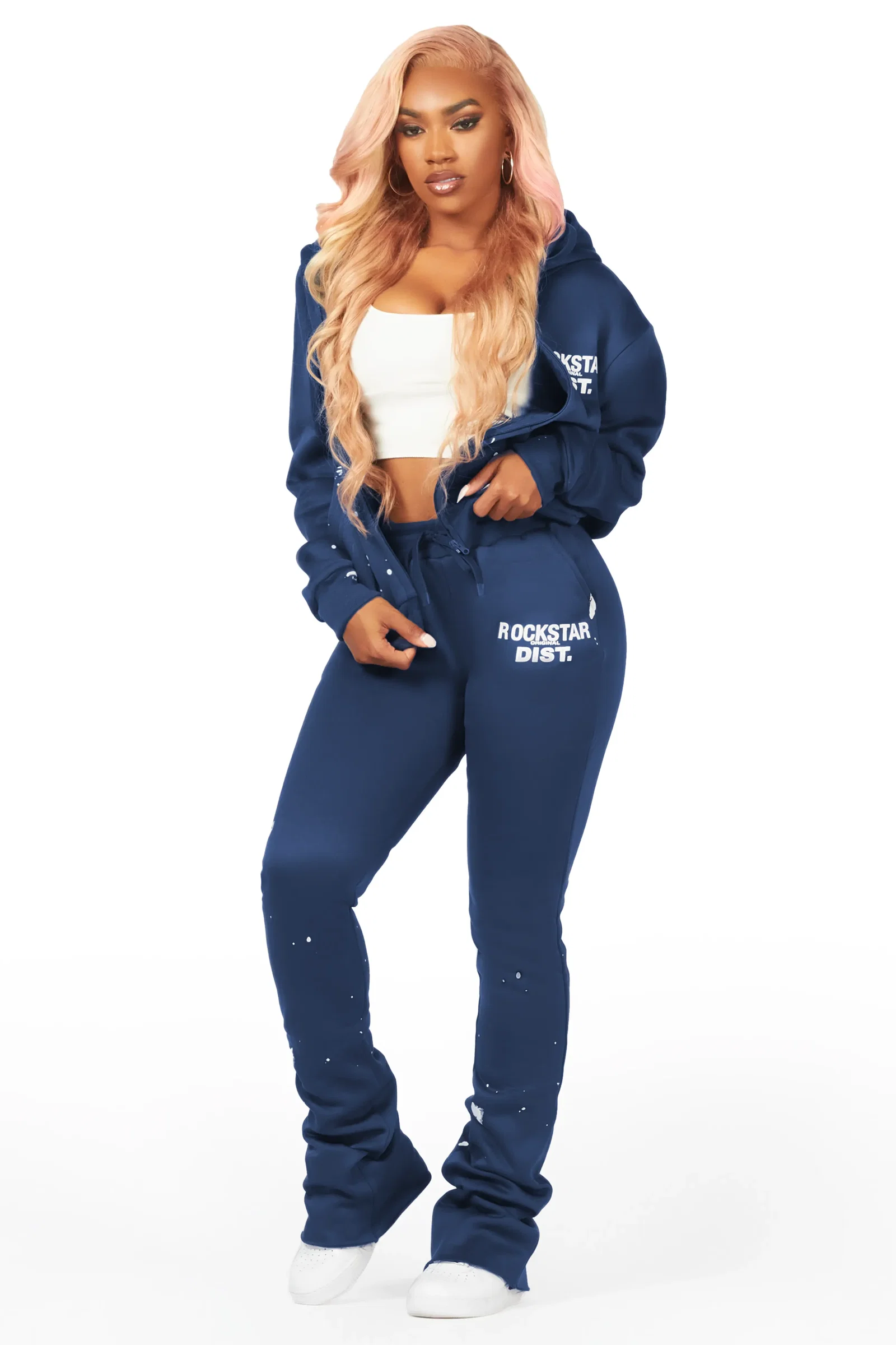 Image of Halloway Navy Zip Up Super Stacked Trackset