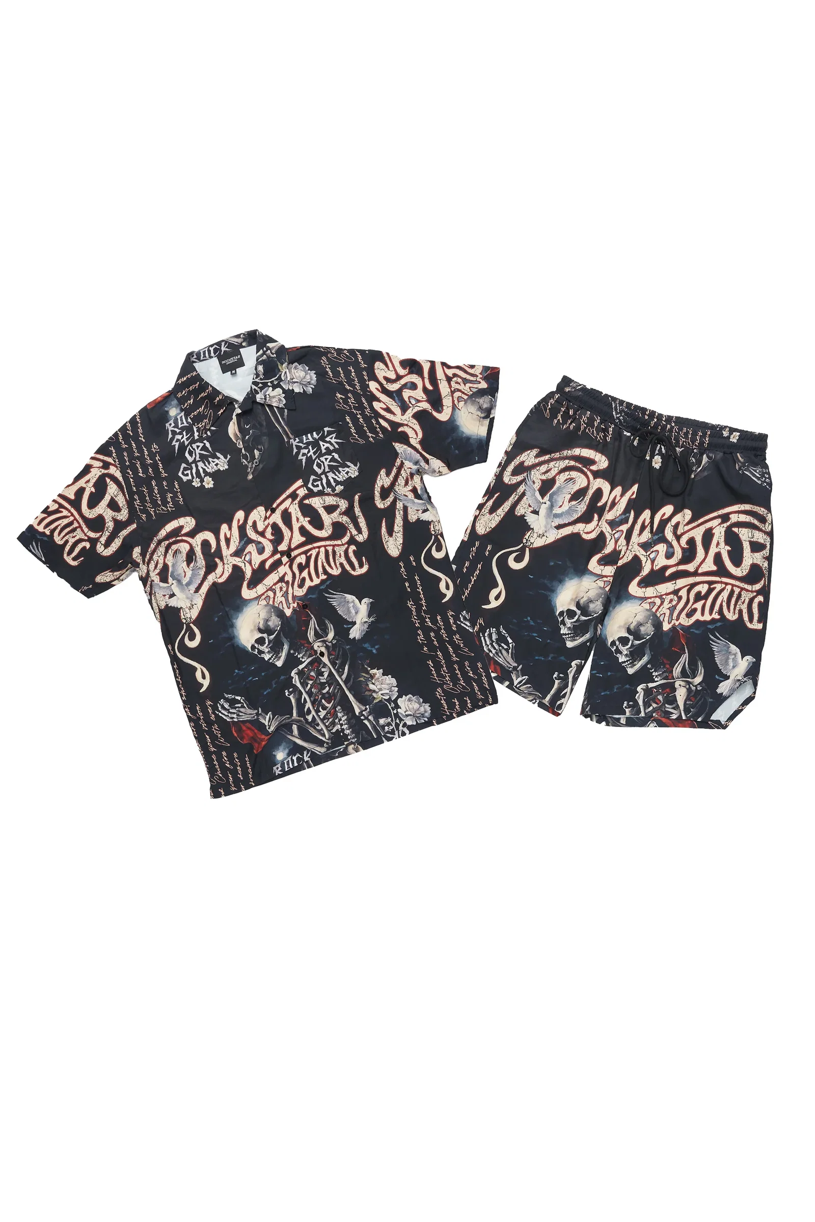 Image of Clout Black Button Down Short Set