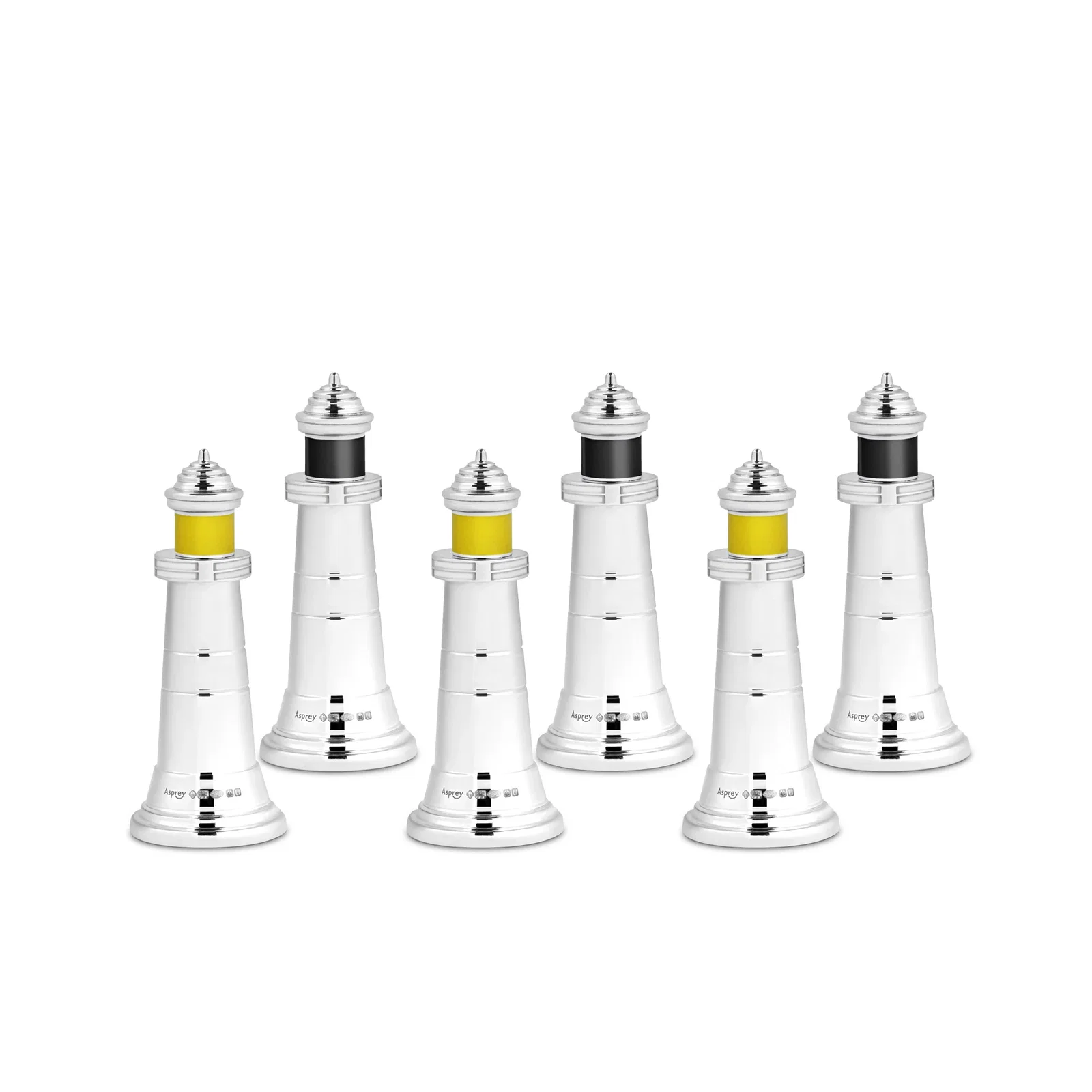 Image of Lighthouse Place Card Holders in Sterling Silver & Enamel, Set of 6