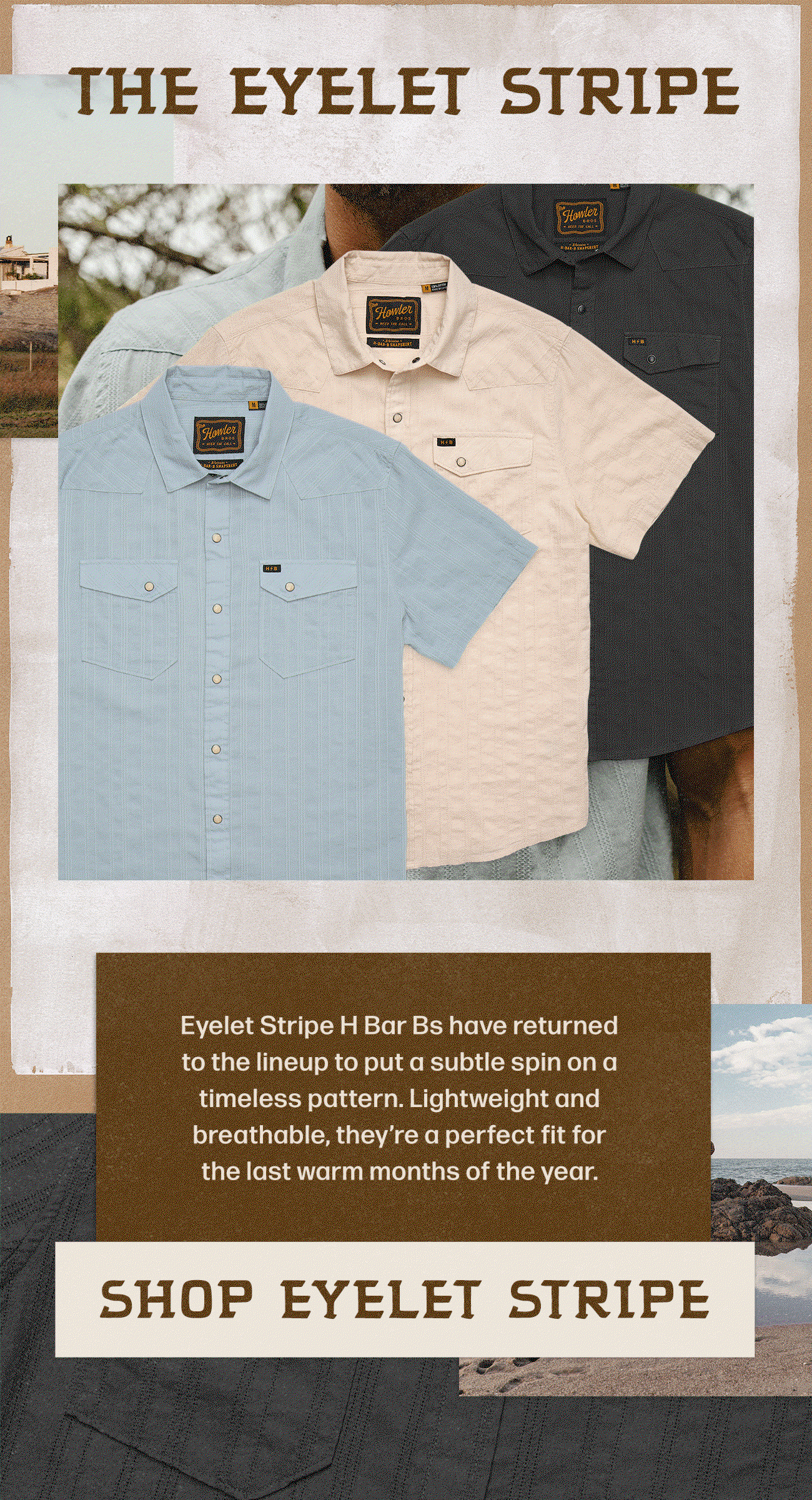 Eyelet Stripe H Bar Bs have returned to the lineup to put a subtle spin on a timeless pattern. Lightweight and breathable, they’re a perfect fit for the last warm months of the year. 