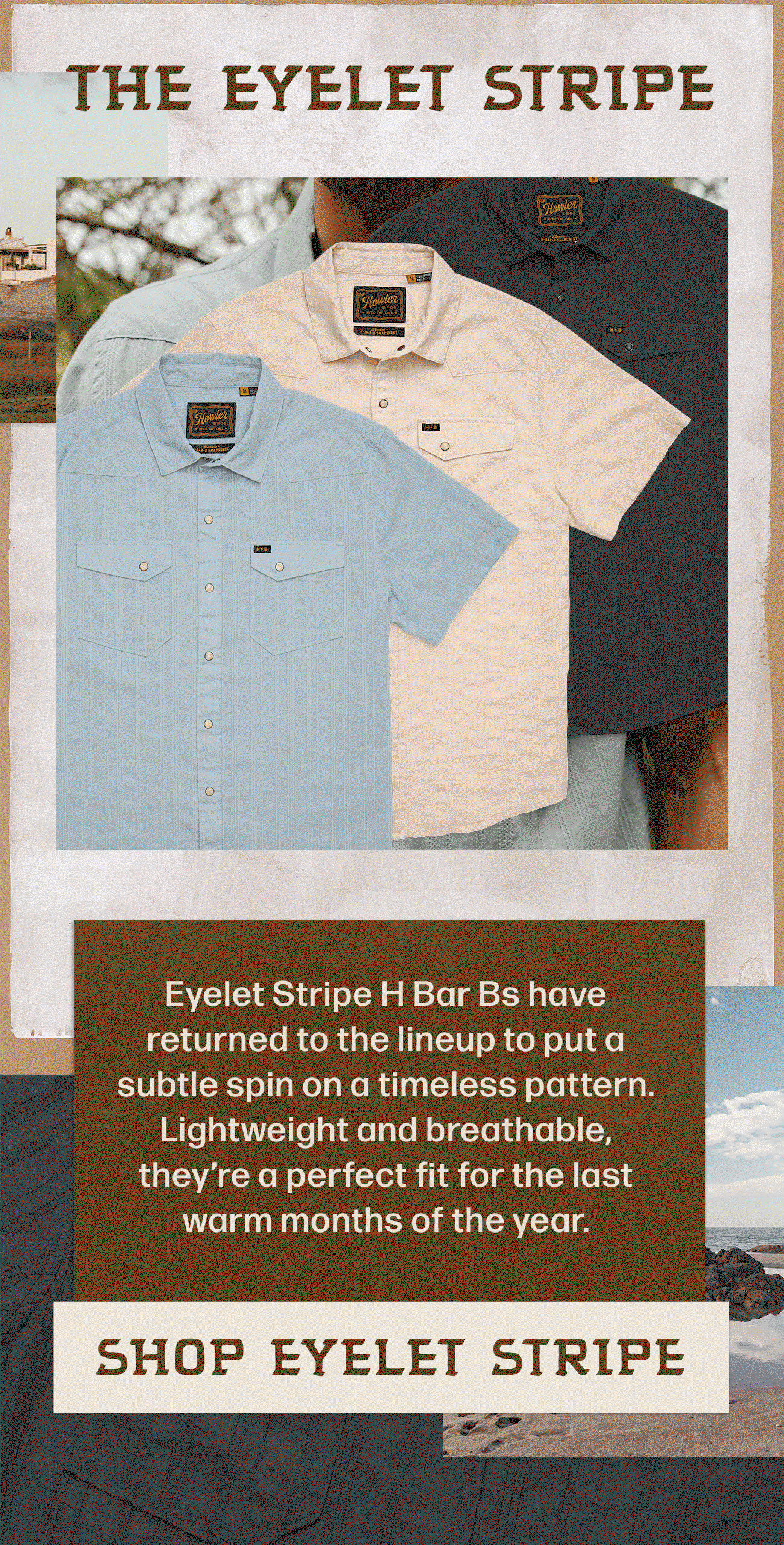 Eyelet Stripe H Bar Bs have returned to the lineup to put a subtle spin on a timeless pattern. Lightweight and breathable, they’re a perfect fit for the last warm months of the year. 