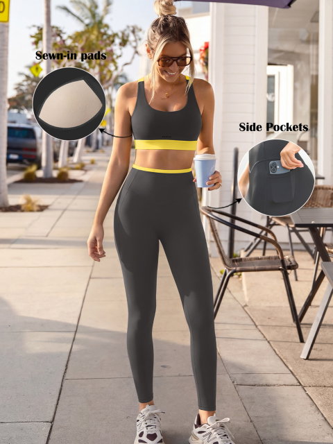 SculptForm™ Scoop Neck Color Block Legging Set