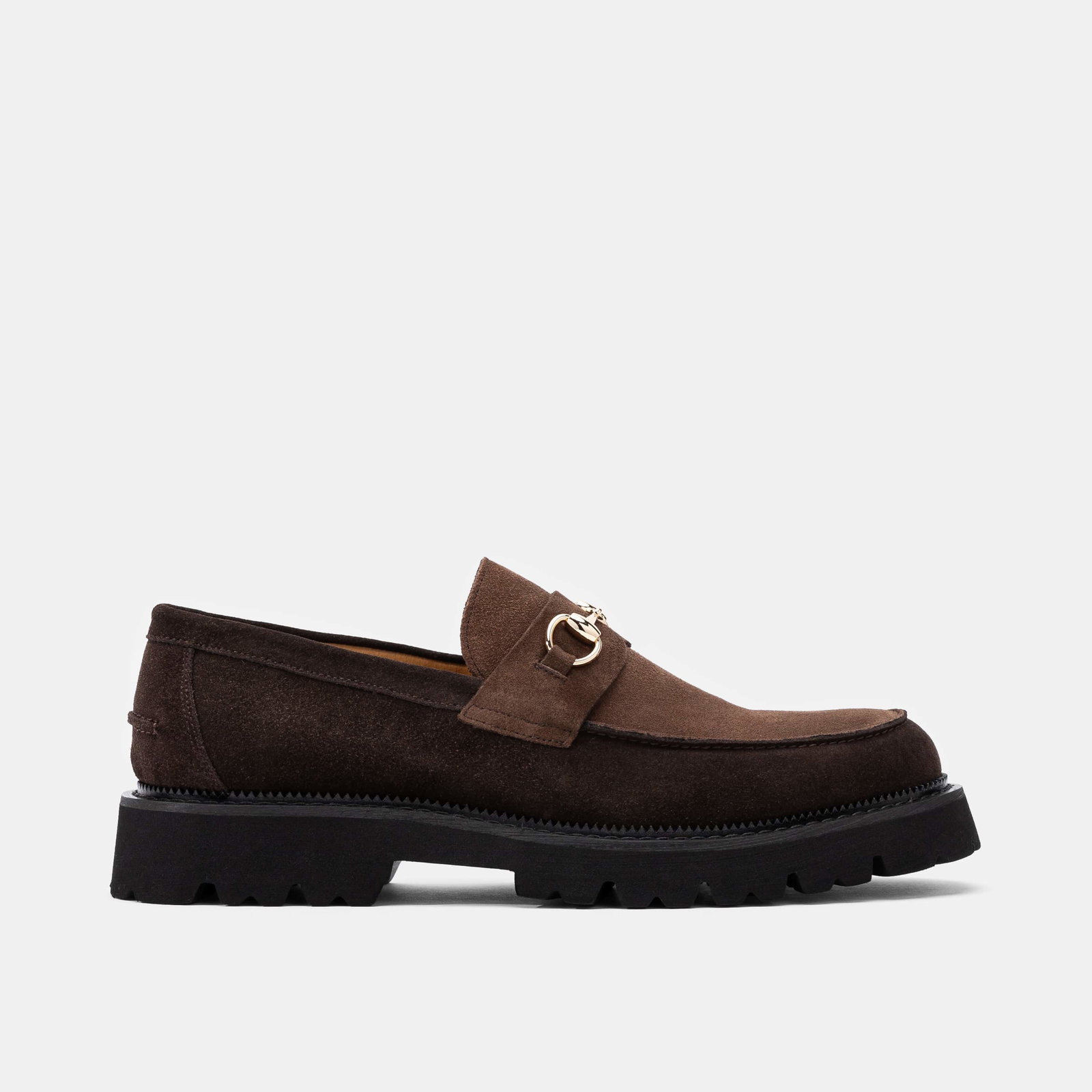 Image of Blake Triple Brown Suede Lug Bit Loafers
