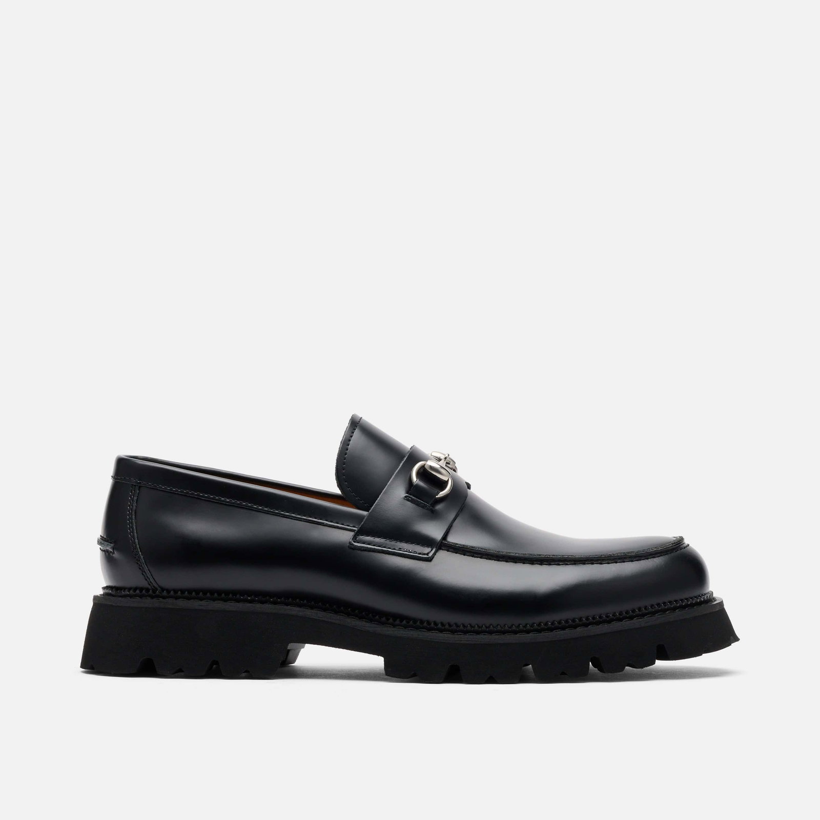Image of Blake Black Leather Lug Bit Loafers
