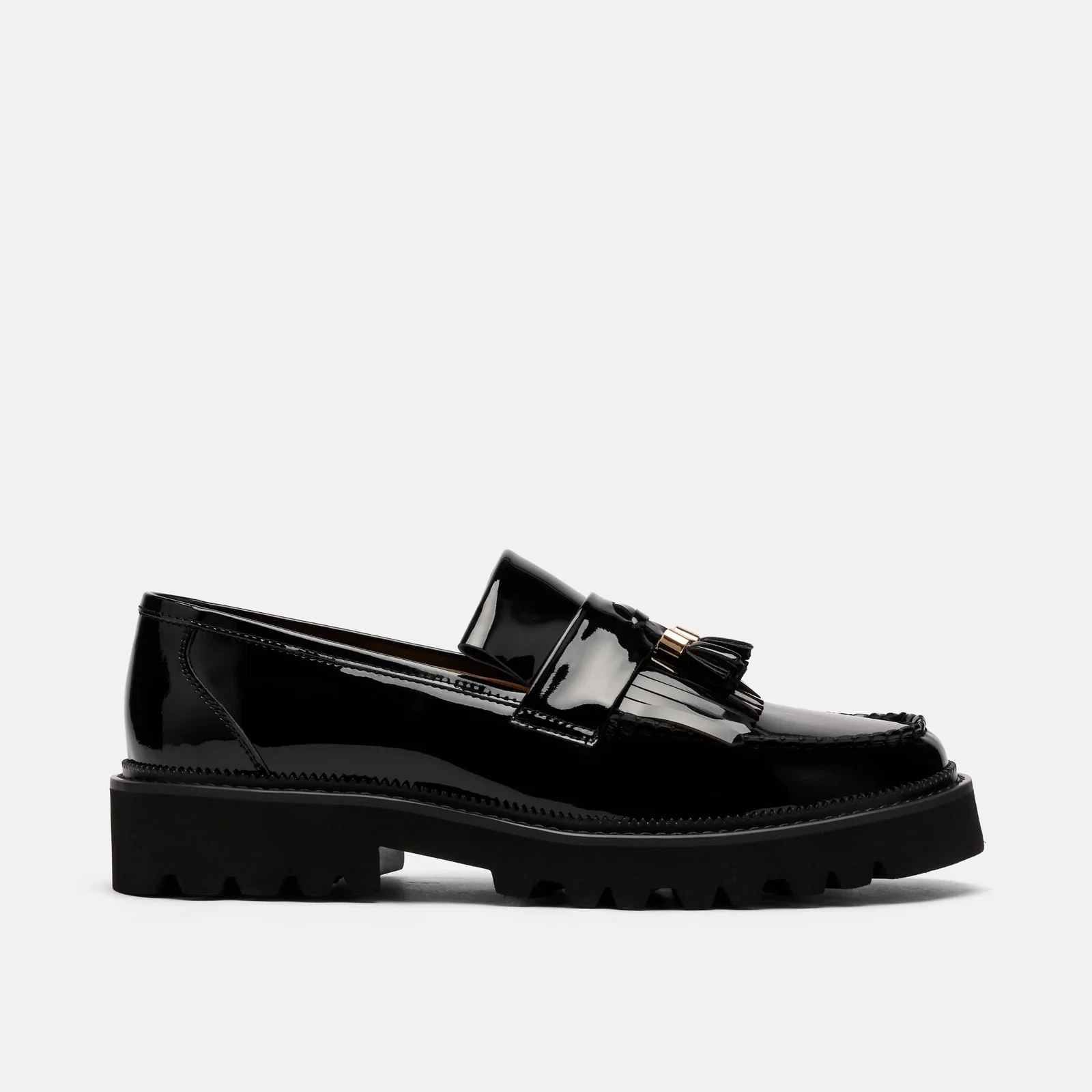 Image of Journey Black Patent Leather Lug Tassel Loafer