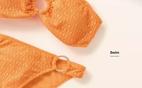 Swim. An orange bikini. 
