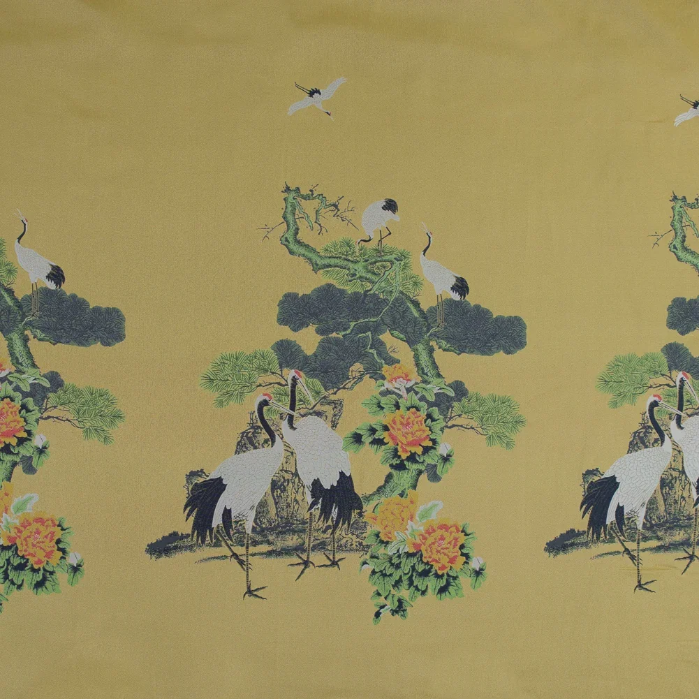 Image of Yellow and Green Crane Jacquard Panel