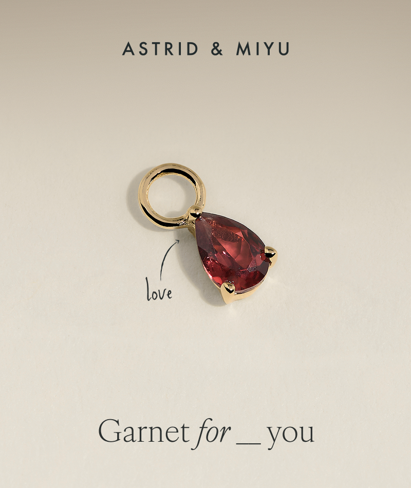 Garnet January Earring Charm in Solid Gold