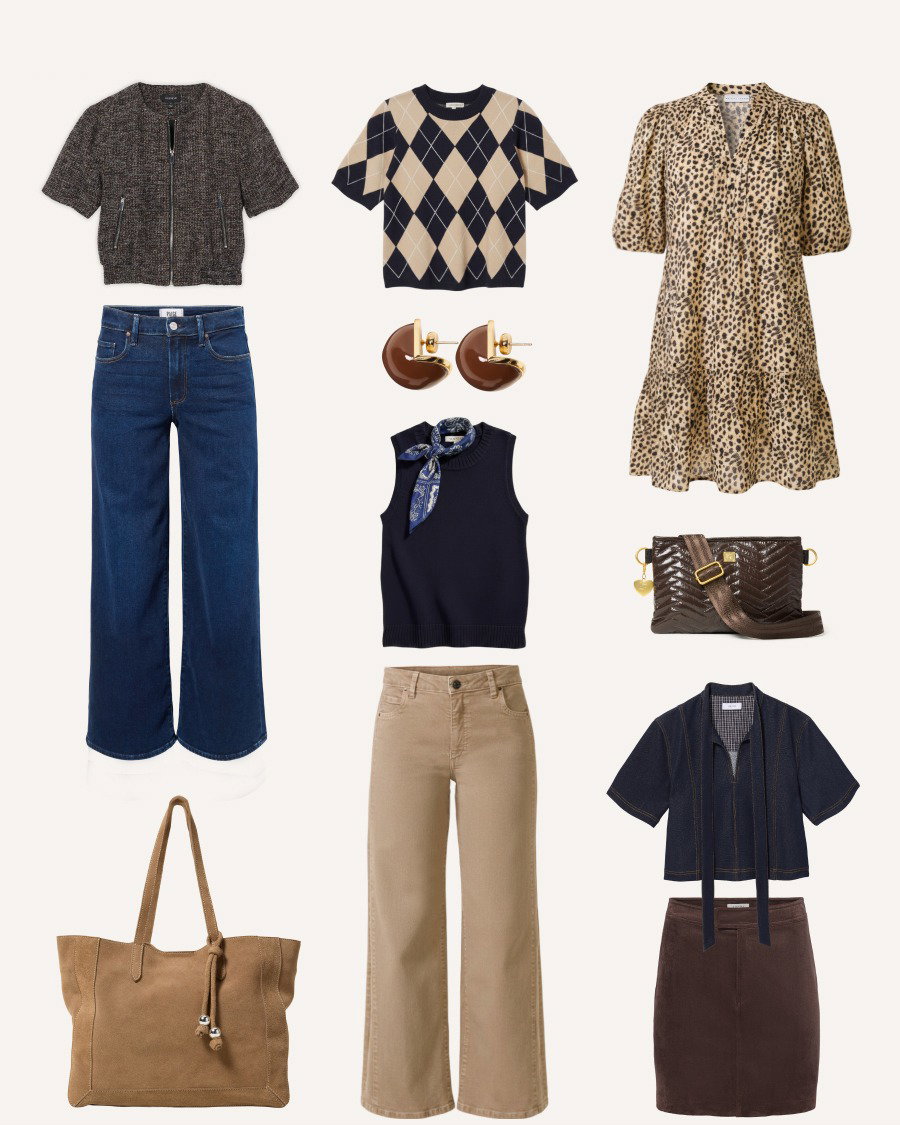 Cutouts of work day fashion styled by Trendsend by EVEREVE themebox looks.