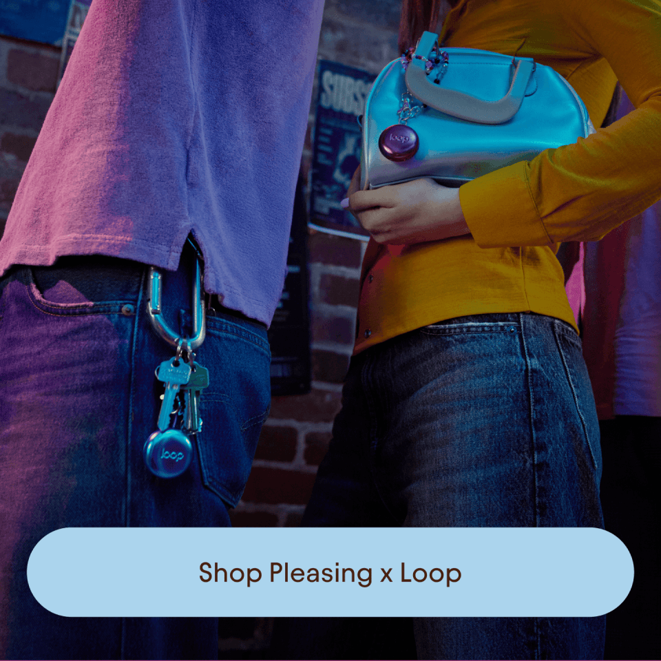 Lifestyle image of pleasing x Loop cases as a keychain, shop now