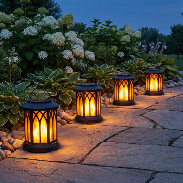 4-Pack Upgraded Solar Outdoor Lanterns – Flickering Flame Lights