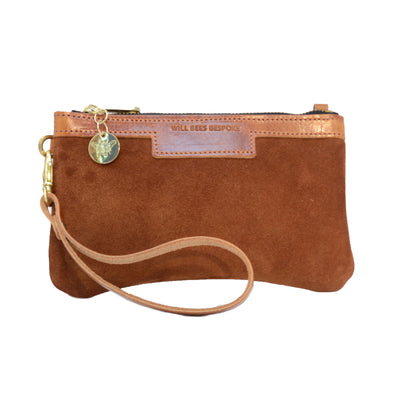 Mini Clutch in Dark Tan Suede