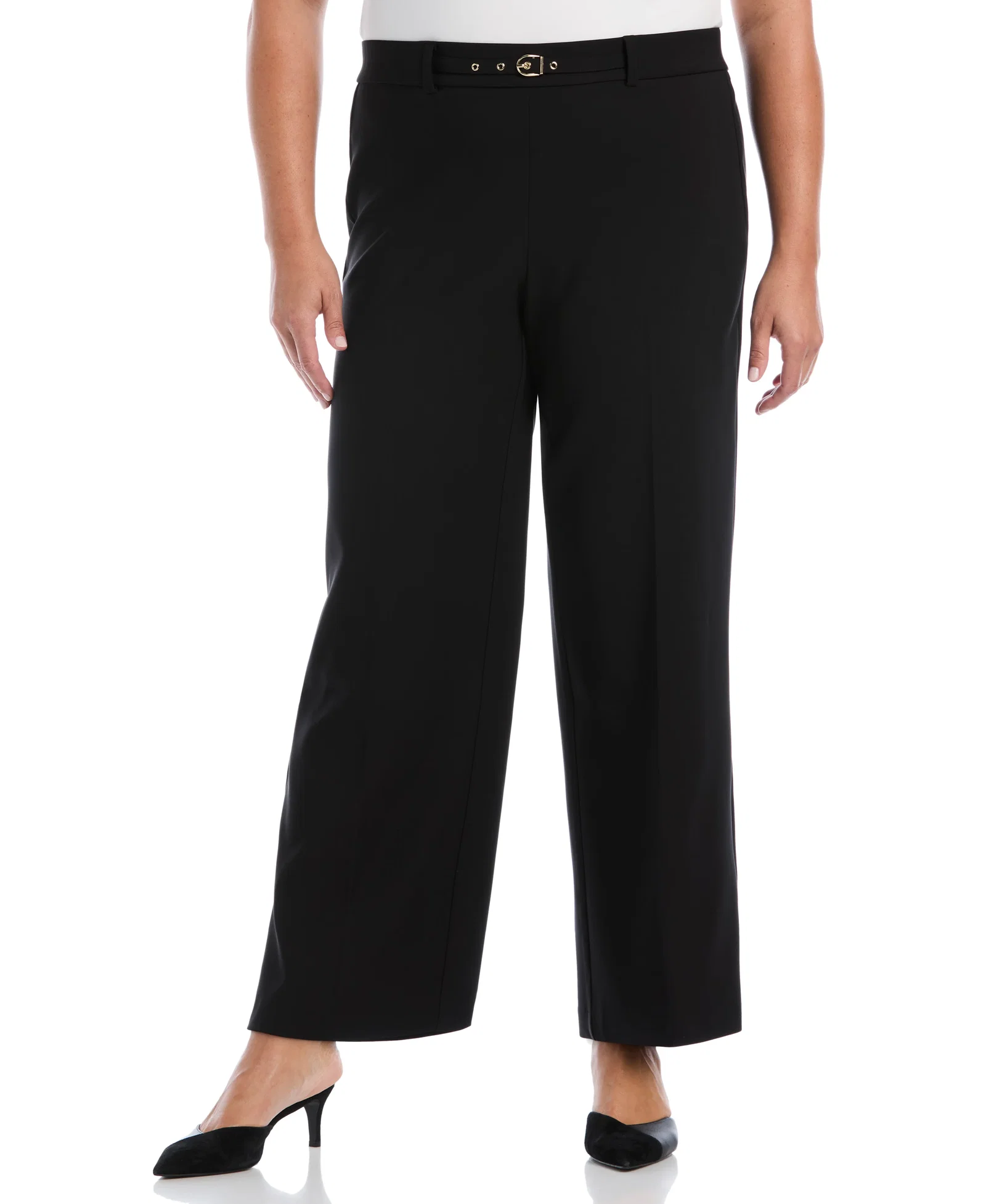 Image of Plus Size Wide Leg Novelty Belt Pant