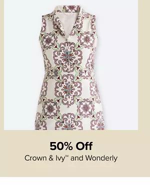 50% off Crown and Ivy and Wonderly. Shop now. A woman's dress.