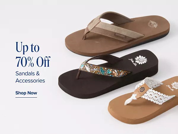 Up to 70% off sandals and accessories from Crown and Ivy, Wonderly, Anne Klein and more. Shop now. Various pairs of sandals.