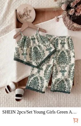 SHEIN 2pcs/Set Young Girls Green...