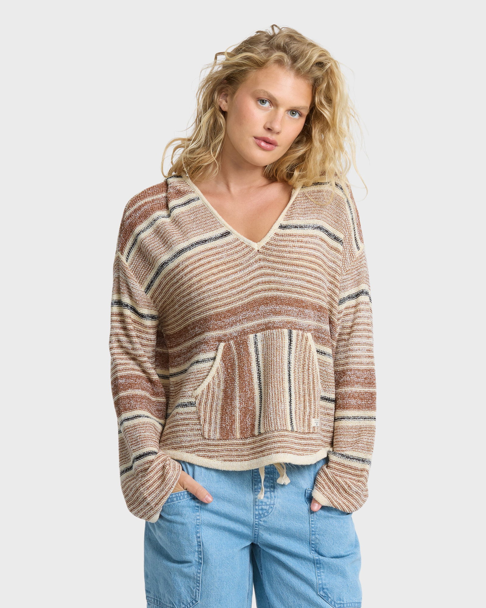 Image of Baja Beach Hooded Sweater - White / Brown