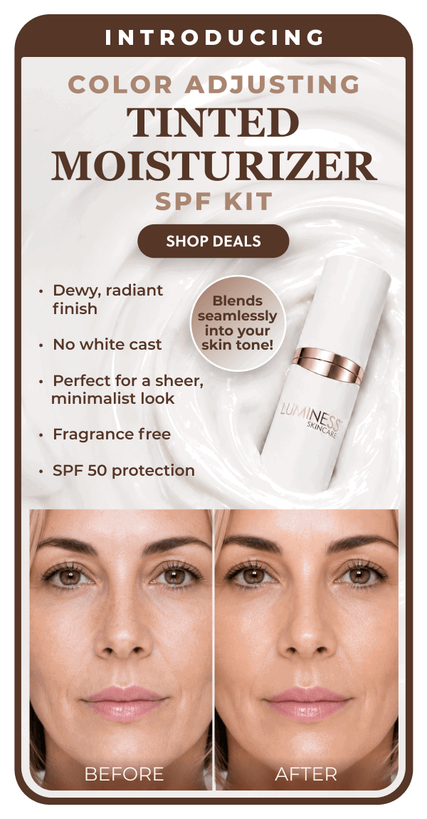 INTRODUCING COLOR ADJUSTING TINTED MOISTURIZER SPF KIT: Dewy, radiant finish. No white cast. Perfect for sheer, minimalist look. Fragrance free. SPF 50 protection.
