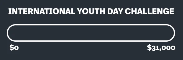 Fundraising progress bar for the International Youth Day Challenge, with a $31,000 goal