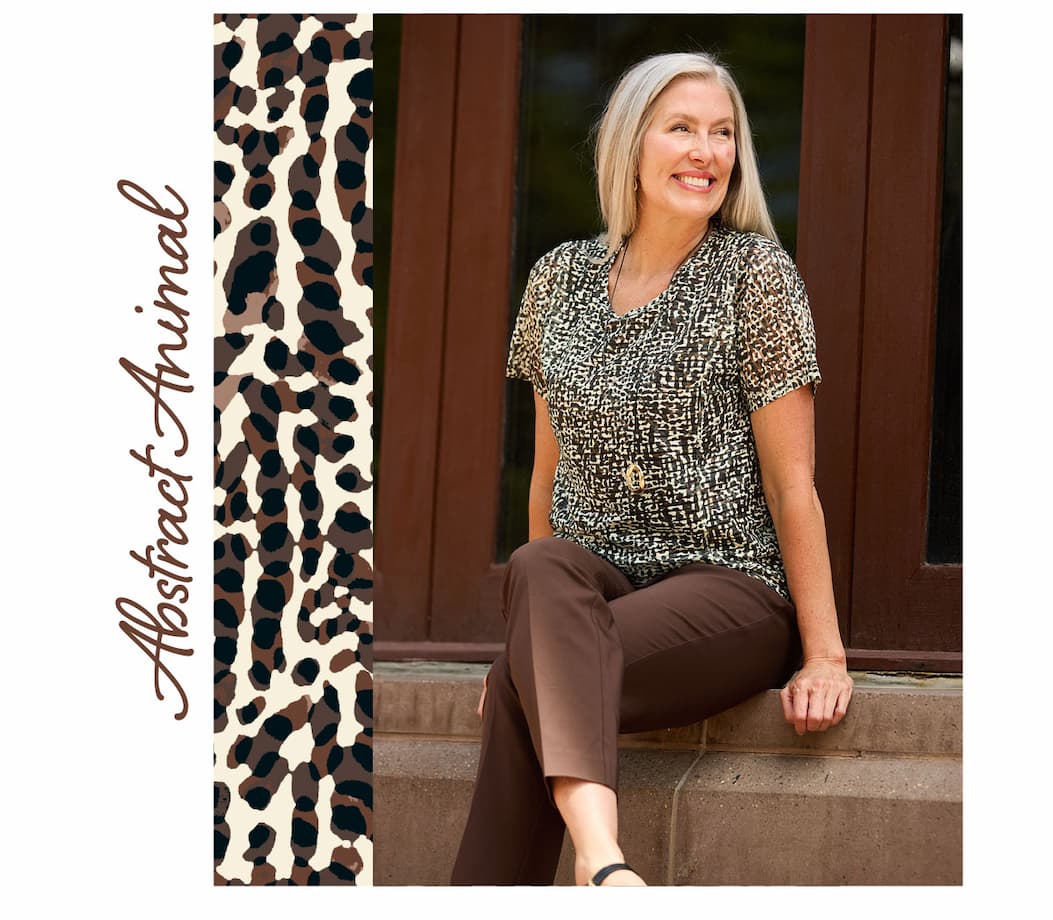 Abstract Animal Print Burnout Top