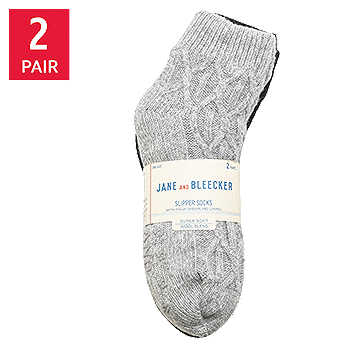 Jane and Bleecker Women's Slipper Sock, 2-pack