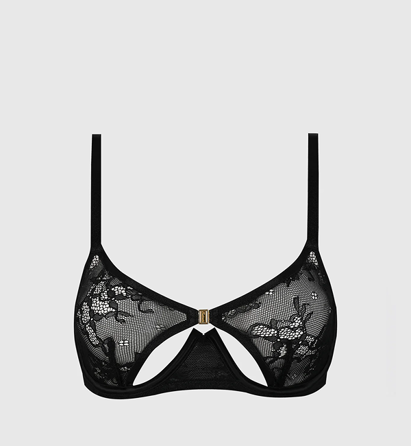 Pia Lace Unlined Modern Cutout Open Cup Bra
